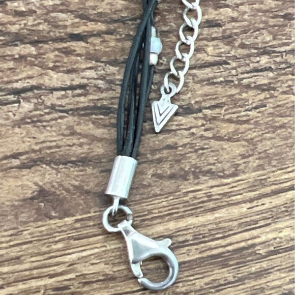 SILPADA Sterling Silver Four Strand Black Leather Cord Necklace EUC - Picture 4 of 6
